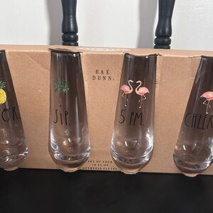 Rae Dunn Tropical Glass Flutes Set